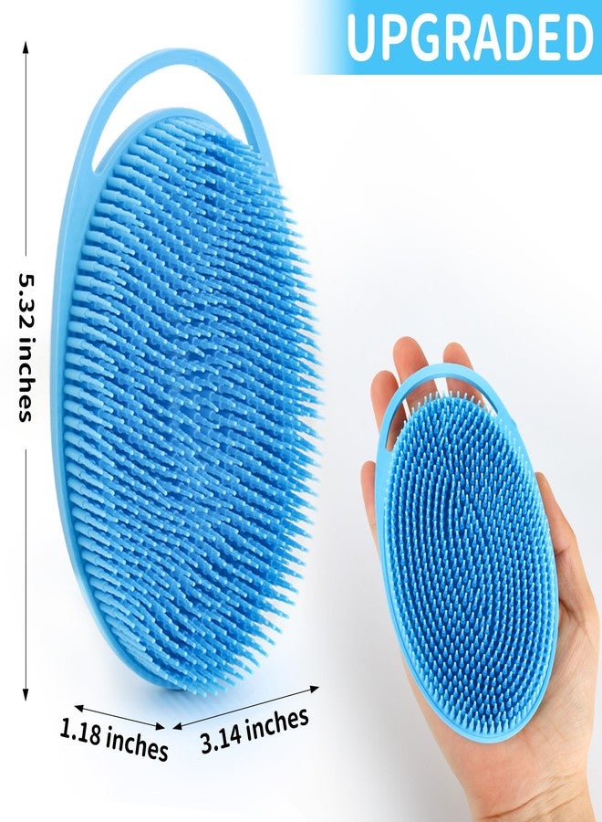 QOIUSO Silicone Body Scrubber for Shower – 2 Pack Soft Exfoliating Loofah Alternative, Gentle & Quick-Drying Silicone Body Wash Scrubber Brush for Sensitive Skin Women Men Kids (Blue & Green - Image 2