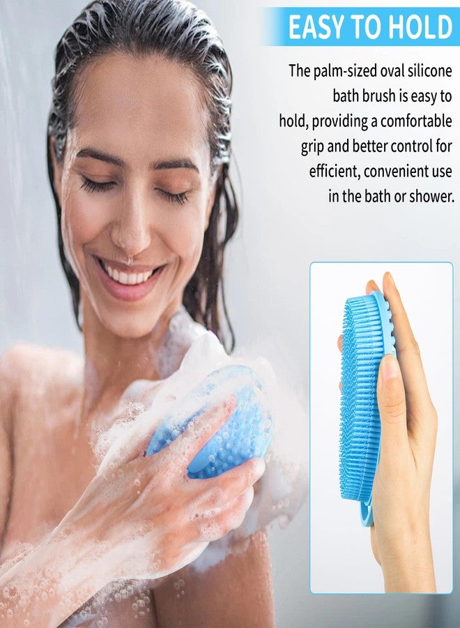 QOIUSO Silicone Body Scrubber for Shower – 2 Pack Soft Exfoliating Loofah Alternative, Gentle & Quick-Drying Silicone Body Wash Scrubber Brush for Sensitive Skin Women Men Kids (Blue & Green - Image 3