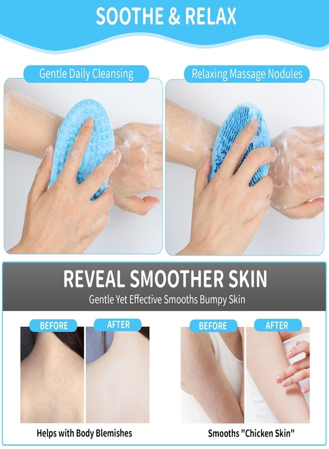 QOIUSO Silicone Body Scrubber for Shower – 2 Pack Soft Exfoliating Loofah Alternative, Gentle & Quick-Drying Silicone Body Wash Scrubber Brush for Sensitive Skin Women Men Kids (Blue & Green - Image 4