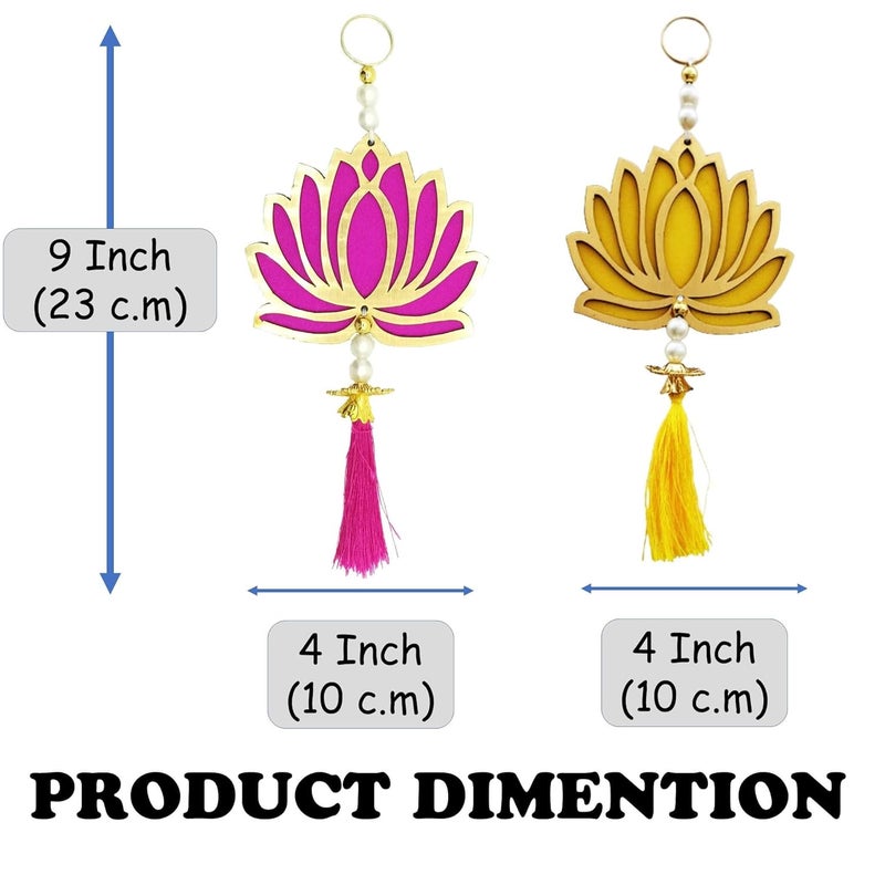 CREYENTES Lotus Hangings Lotus Toran Latkan with White Pearl and Tessel for Decoration of Diwali Home Decoration Door Hanging Wall Hanging Ganesh chaturthi Lotus_Small_Mix PY_12 - Image 2