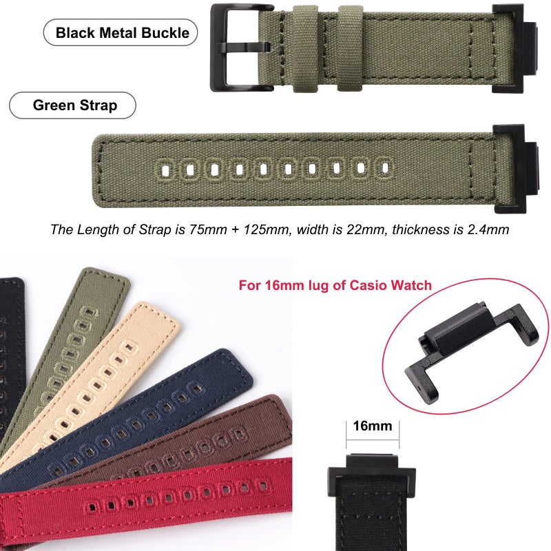 Lijinlan Nylon Strap Compatible with Casio G-shock Watch GW100/GA100/GA120/GA400/GD100/GD110/GD350/ DW-D5500 /DW5600E/ DW6900/DW-9052/GWM5610, Replacement Canvas Band for Gshock (Green, Black) - Image 4