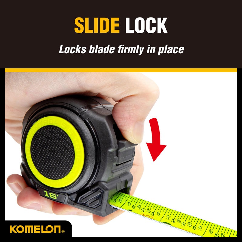 Komelon 16-Ft Retraction Control Tape Measure With Fraction Marks  Backside Printing  High Visibility Blade (Tc16) - Image 5
