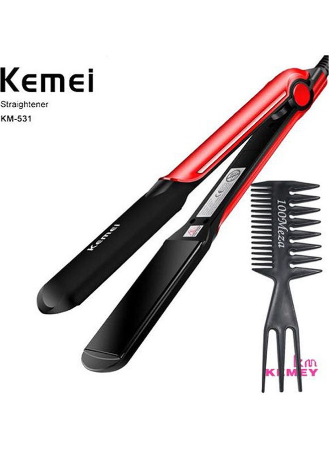 Kemei Professional Hair Straightener - 220 'C +100meza Gift Comb Red - Image 1