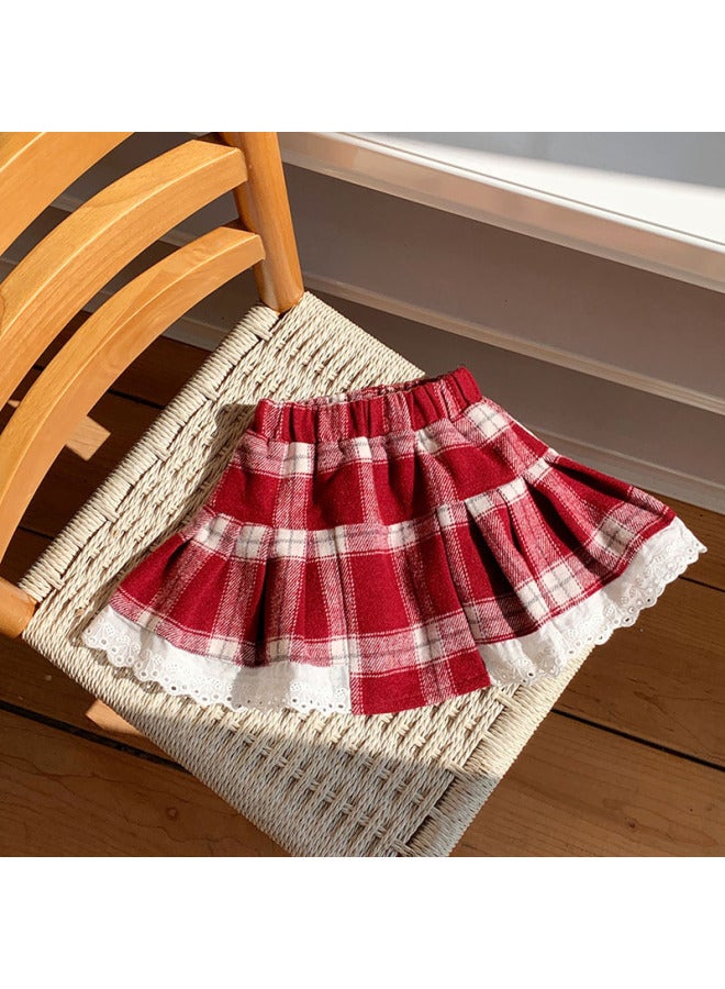 Autumn And Winter Cute Shibuya Hot Girl Lace Retro Plaid Sk Skirt Lolita Skirt Women's Christmas Skirt
