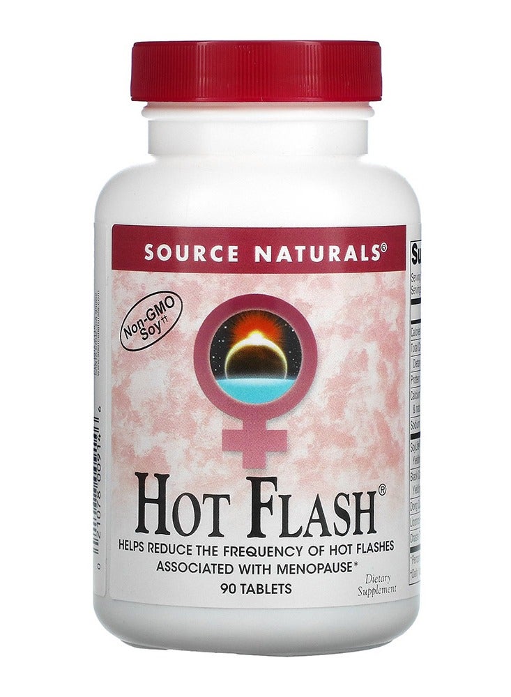 Source Naturals Hot Flash, 90 Tablets – Menopausal Symptom Support with Non-GMO Soy Isoflavones, Black Cohosh & More - Image 1