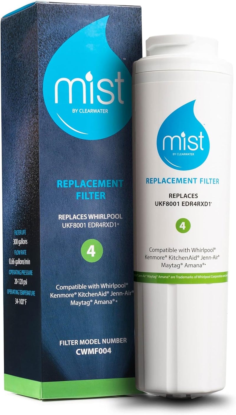 Mist EDR4RXD1 Refrigerator Water Filter Replacement for EveryDrop® Filter 4 – Maytag® UKF8001AXX-200, UKF8001AXX-750, Whirlpool® UKF8001, WHR4RXD1, 4396395 – NSF 42 & 372 Certified - Image 1