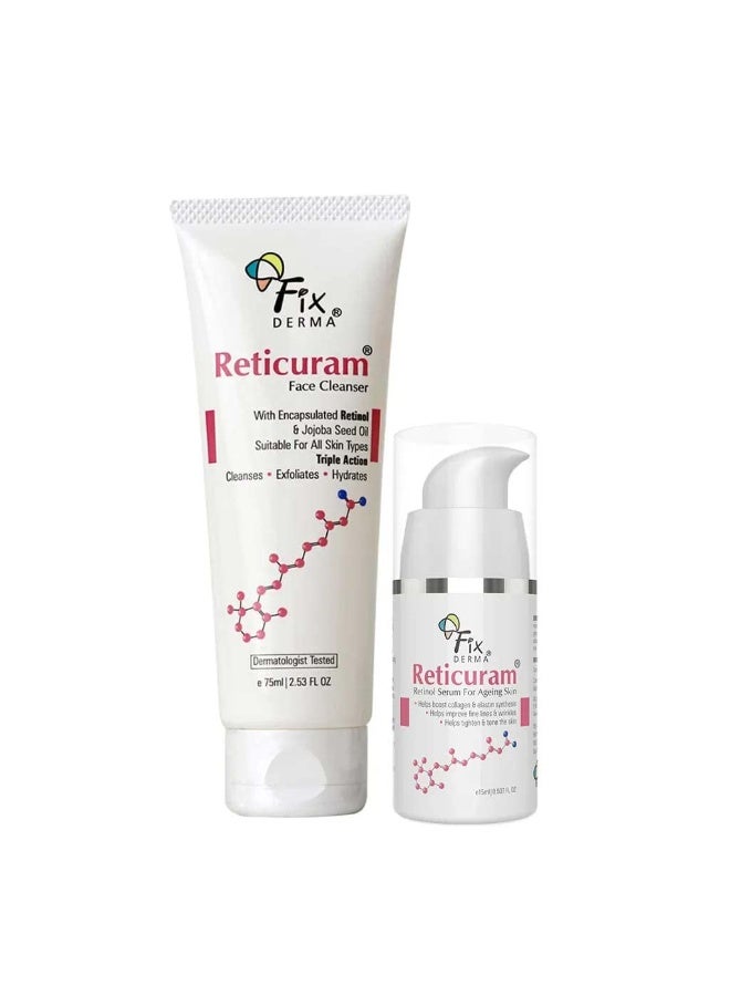 Fixderma Reticuram face cleanser 75ml & Retinol serum 15ml - Image 1