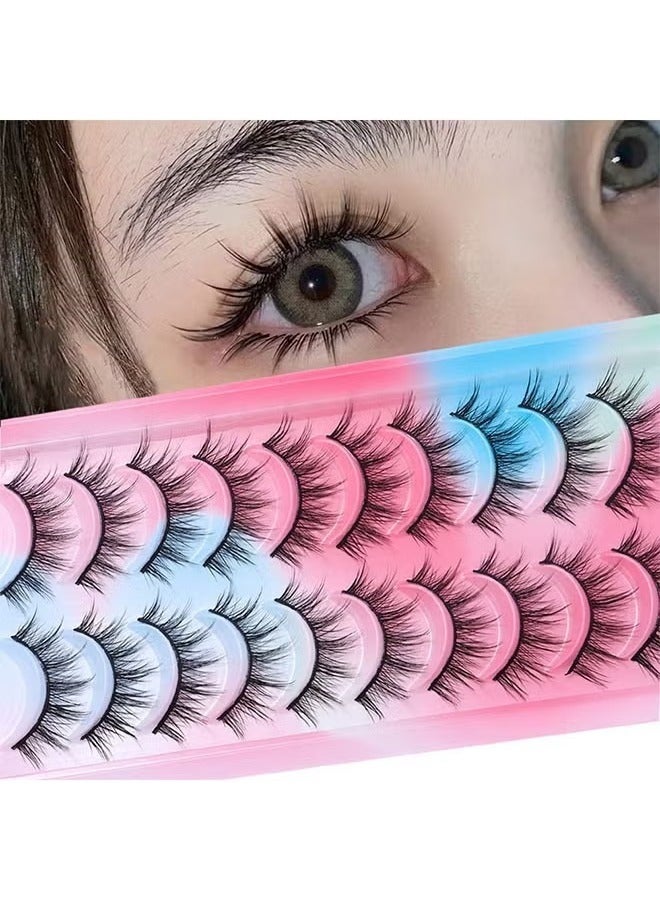 الإيمان بالعاطفة مانغا رمش 10 أزواج من الرموش وهمية منتفخ الطبيعية التي تبدو وكأنها مجموعة واحدة من الرموش الناعمة والحكمة مانغا الرموش - Image 1