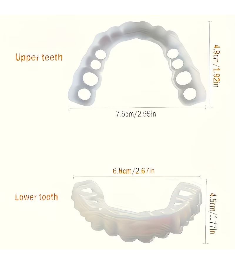 12 Sets Adjustable Cosmetic Teeth Veneers for Upper Lower Unisex Easy Wear Instant Kit - Image 3