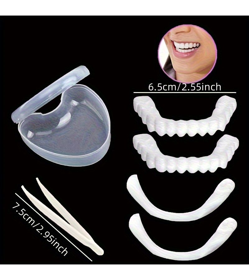 12 Sets Adjustable Cosmetic Teeth Veneers for Upper Lower Unisex Easy Wear Instant Kit - Image 4