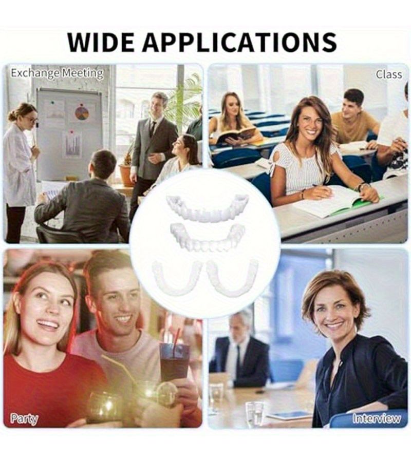 12 Sets Adjustable Cosmetic Teeth Veneers for Upper Lower Unisex Easy Wear Instant Kit - Image 5