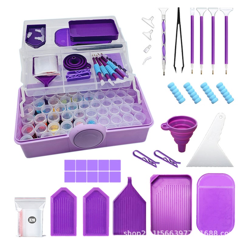 Diy Diamond Painting Tools 60-Grids Diamond Bottle Satchel Cosmetics Bag Set Export New Dot Drill Pen Tool Accessories - Image 1