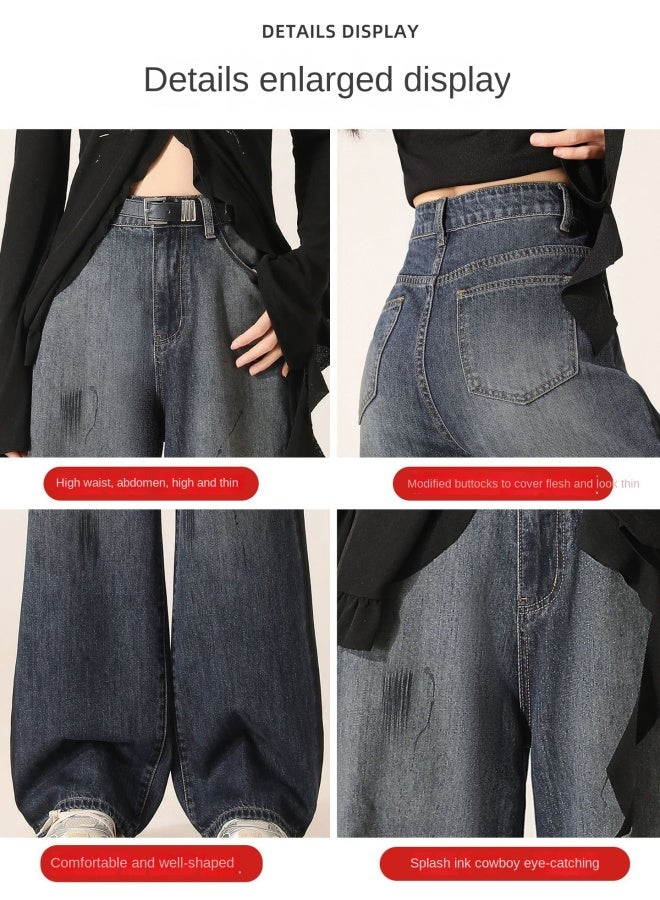 HAPPY High-waisted Wide-leg Jeans For Women In Autum New Style Popular Hot Style Loose Slimming Look Straight Pants - Image 2