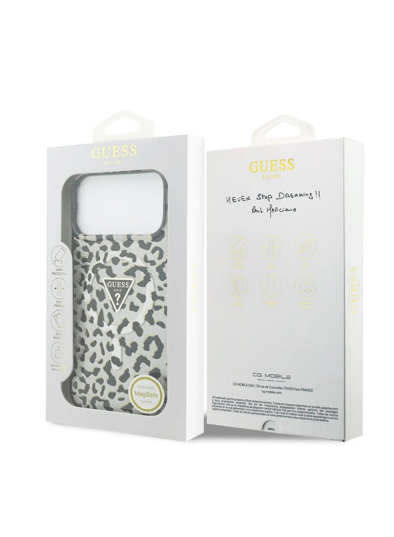 GUESS iPhone 17 Pro Max MagSafe PC+TPU Case With Leopard & Glitter Pattern / Easy Snap-On / Drop Protection / Slim Profile / Lightweight Back Cover / Comfortable Grip - Image 3