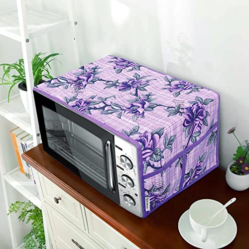 E-Retailer® Polyester 3-Layered Microwave Oven Top Cover With 4 Utility Pockets Suitable for Upto 30 Liter (Color- Purple, Size-36x14 Inches Inches) - Image 1