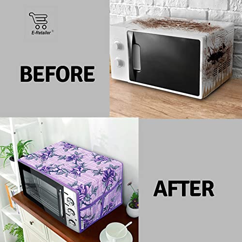 E-Retailer® Polyester 3-Layered Microwave Oven Top Cover With 4 Utility Pockets Suitable for Upto 30 Liter (Color- Purple, Size-36x14 Inches Inches) - Image 5
