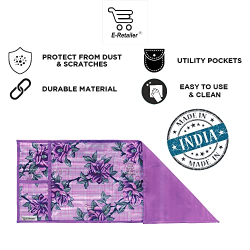 E-Retailer® Polyester 3-Layered Microwave Oven Top Cover With 4 Utility Pockets Suitable for Upto 30 Liter (Color- Purple, Size-36x14 Inches Inches) - Image 4