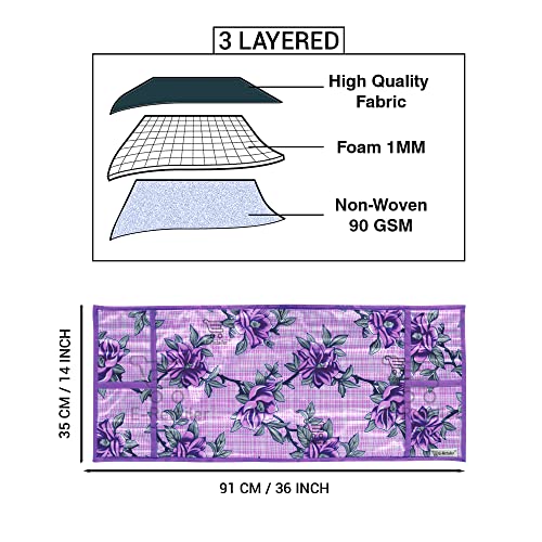 E-Retailer® Polyester 3-Layered Microwave Oven Top Cover With 4 Utility Pockets Suitable for Upto 30 Liter (Color- Purple, Size-36x14 Inches Inches) - Image 3
