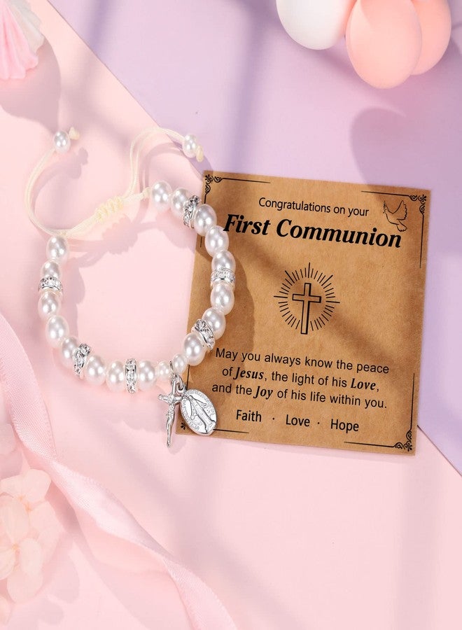 UNGENT THEM First Communion Gifts for Girls Catholic First 1st Holy Communion Decorations Cross Rosary Bracelets Goddaughter - Image 5