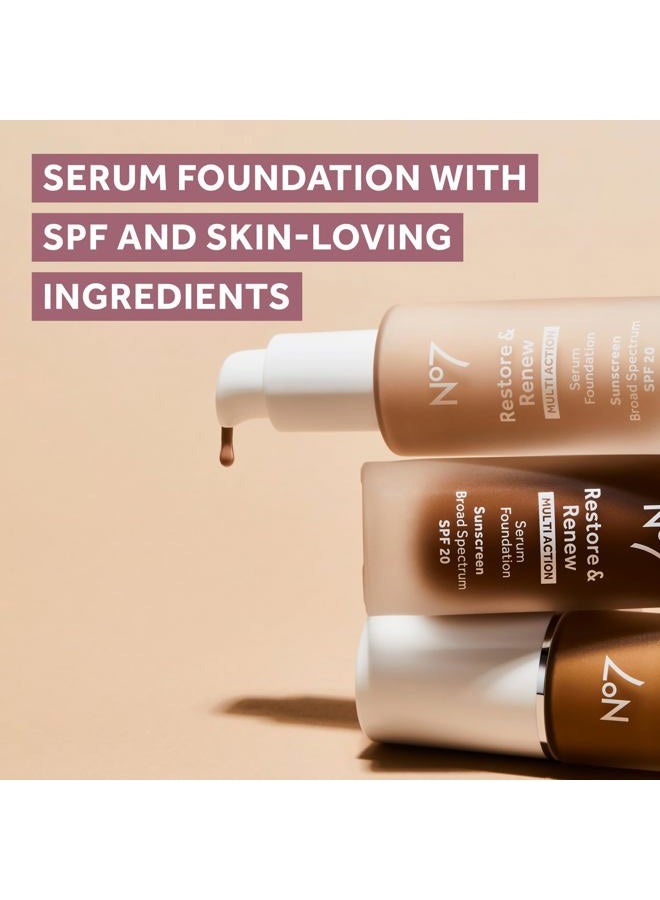 No7 Restore & Renew Multi Action Serum Foundation - Warm Beige - Liquid Foundation Makeup with Vitamin C, Vitamin E & Collagen for Face - Beauty Skin Serum Formula with Medium Coverage (30ml) - Image 5