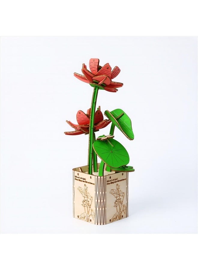 3D Wooden Puzzles Gardening Series Lotus Model Building DIY Science Kit Birthday for Adults & Teens to Build Combination  - Image 1