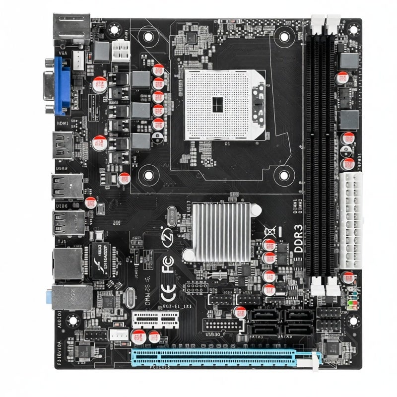 DDR3 Computer Motherboard FS1 CPU Support AMD A4, A6, A8 Series Processors Supports up to 16G Memory 1066HMz/1333HMz Realtek 100Mbit USB2.0 SATA2.0 All-Solid Capacitors High-Speed Transmission Strong - Image 1