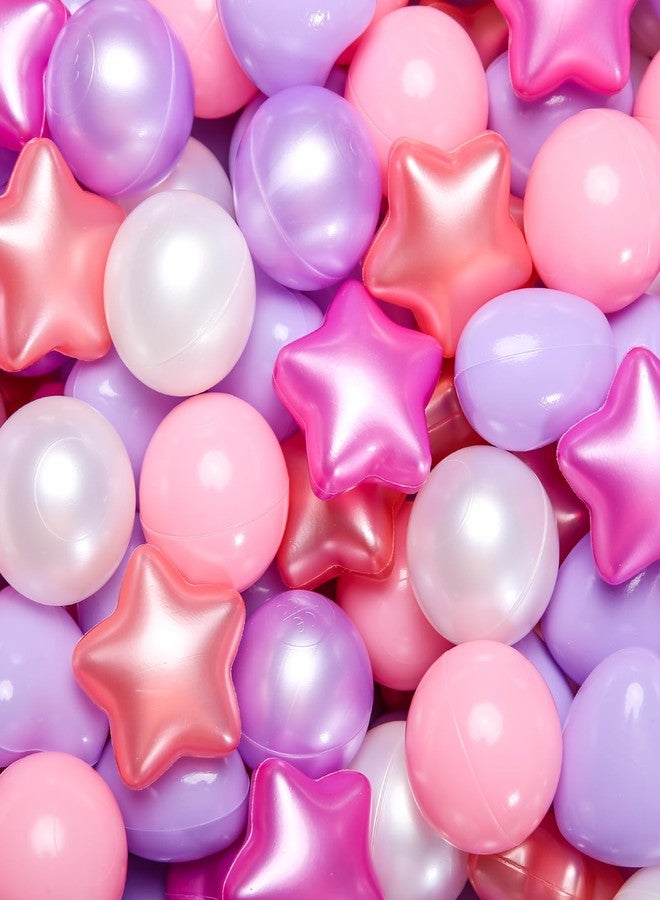جوجوسو كرات GOGOSO Star Ball Pit، كرات بلاستيكية ملونة مقاومة للكسر وخالية من مادة BPA، مثالية للعب الأطفال الصغار، لتزيين حفلات الكريسماس، لافتة سوار صداقة عملاقة، أحمر بنفسجي، 50 كرة مقاس 2.15 بوصة. - Image 1