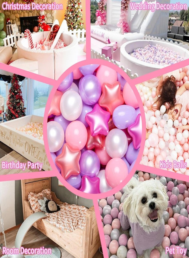جوجوسو كرات GOGOSO Star Ball Pit، كرات بلاستيكية ملونة مقاومة للكسر وخالية من مادة BPA، مثالية للعب الأطفال الصغار، لتزيين حفلات الكريسماس، لافتة سوار صداقة عملاقة، أحمر بنفسجي، 50 كرة مقاس 2.15 بوصة. - Image 4