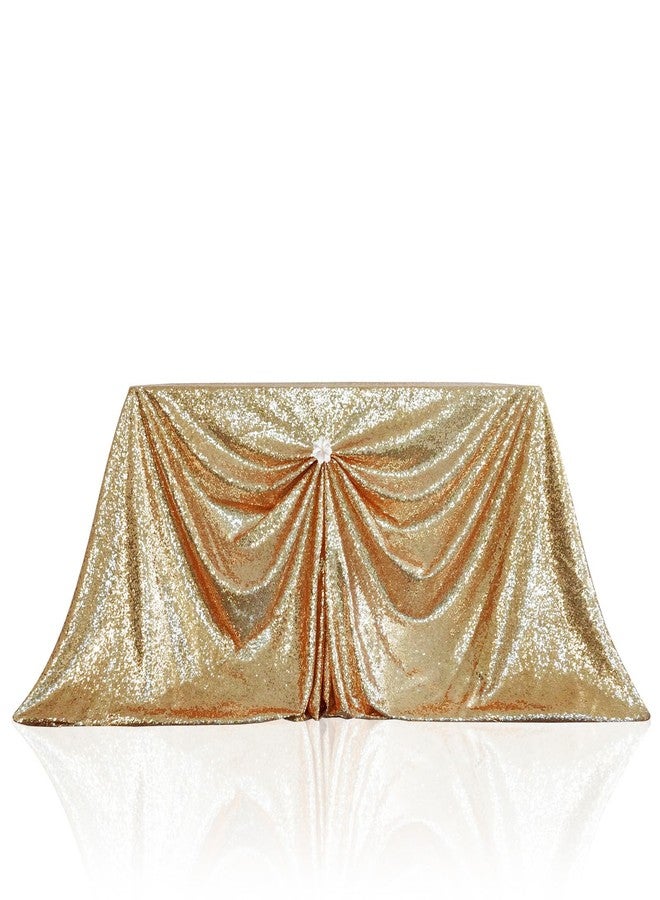 PartyDelight Sequin Tablecloth Light Gold Table Cloth Rectangular for Wedding Sweetheart 60"x 102" - Image 4