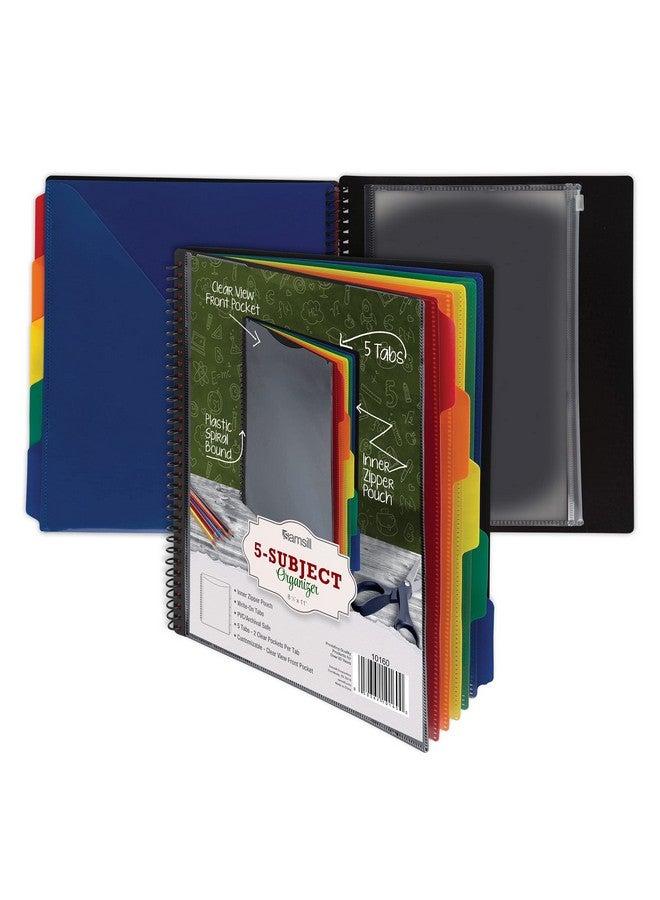 سامسيل منظم بولي 10 جيوب مع 5 مجلدات فواصل للملفات، حجم الحروف، غطاء أمامي قابل للتخصيص، جيب داخلي بسحاب، علامات تبويب قابلة للكتابة بألوان متنوعة، مجلد بلاستيكي مع جيوب - Image 1