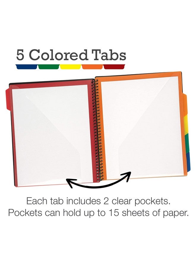 سامسيل منظم بولي 10 جيوب مع 5 مجلدات فواصل للملفات، حجم الحروف، غطاء أمامي قابل للتخصيص، جيب داخلي بسحاب، علامات تبويب قابلة للكتابة بألوان متنوعة، مجلد بلاستيكي مع جيوب - Image 2