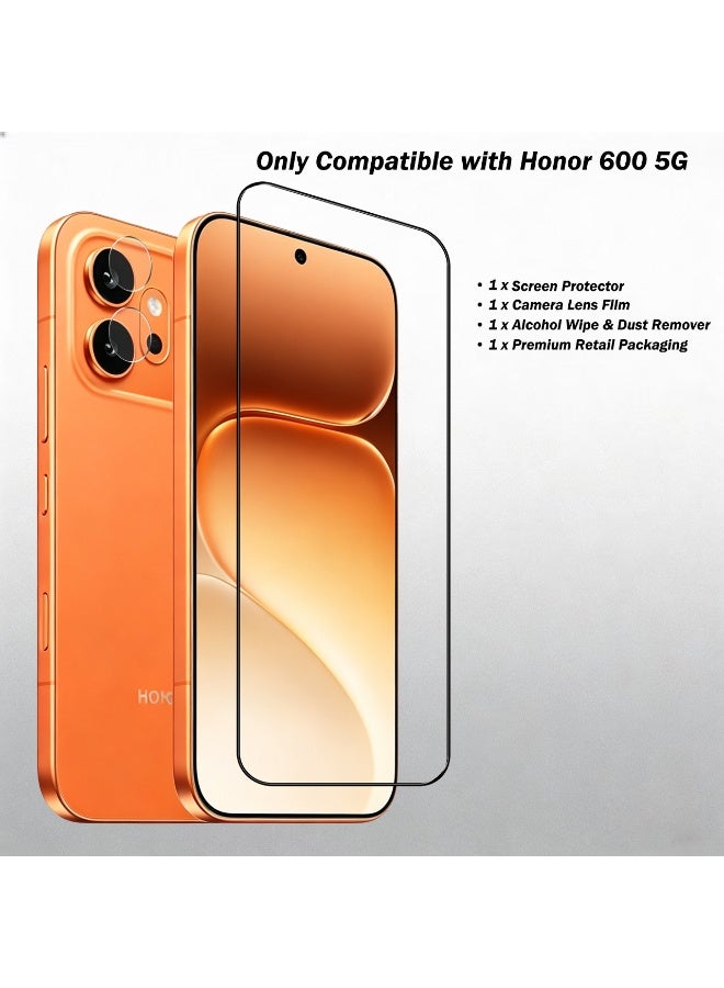 Wechdo 2 Pack for Honor 600 5G Premium Tempered Glass Screen Protector, 1 Pack Front Screen Protector and 1 Pack Camera Lens Film, with 9H Hardness, Anti-Fingerprint, Anti-Shatter, Bubble-Free & Easy Installation - Image 2