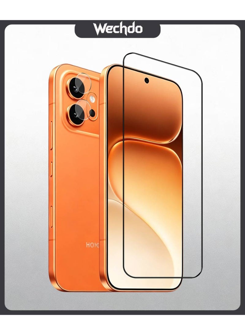 Wechdo 2 Pack for Honor 600 5G Premium Tempered Glass Screen Protector, 1 Pack Front Screen Protector and 1 Pack Camera Lens Film, with 9H Hardness, Anti-Fingerprint, Anti-Shatter, Bubble-Free & Easy Installation - Image 1