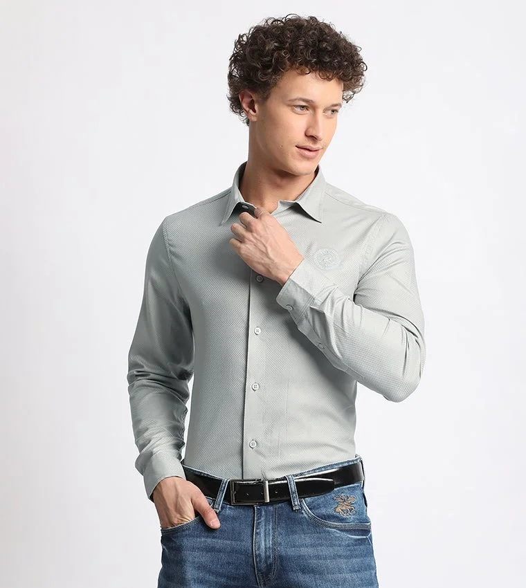 Formal Slim Fit Long Sleeve Gabardine Shirt