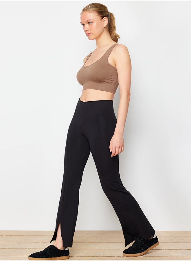 trendyol Premium Black Diver/Scuba Fabric Slit Detailed Flare Leg Knitted Sports Sweatpants THMSS24EA00003  - Image 1