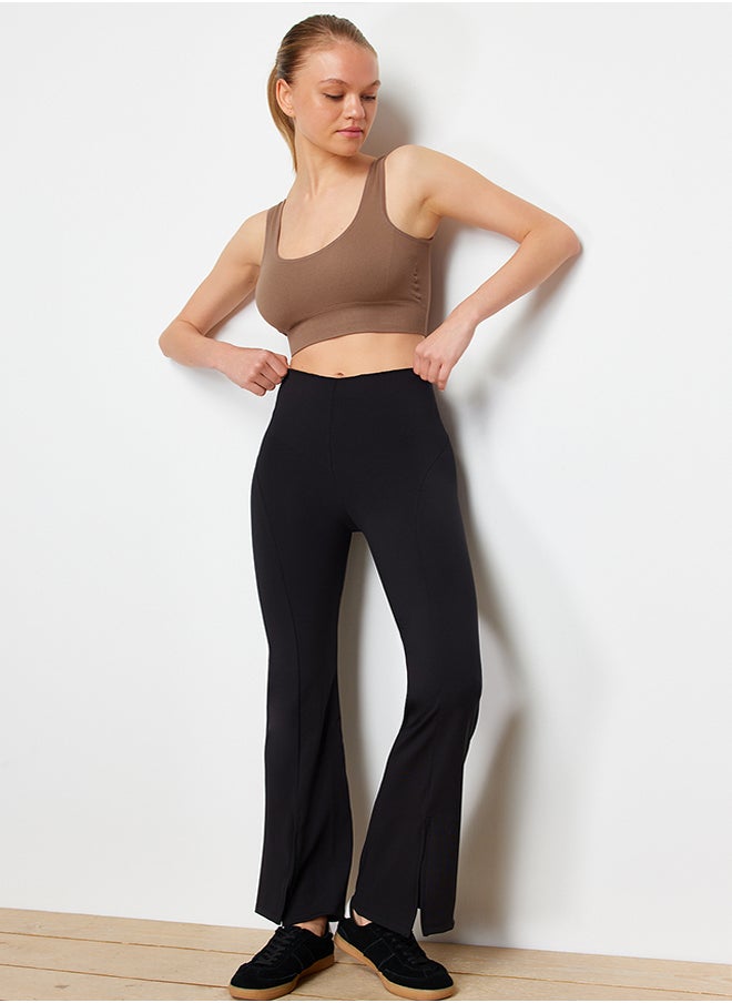 trendyol Premium Black Diver/Scuba Fabric Slit Detailed Flare Leg Knitted Sports Sweatpants THMSS24EA00003  - Image 3