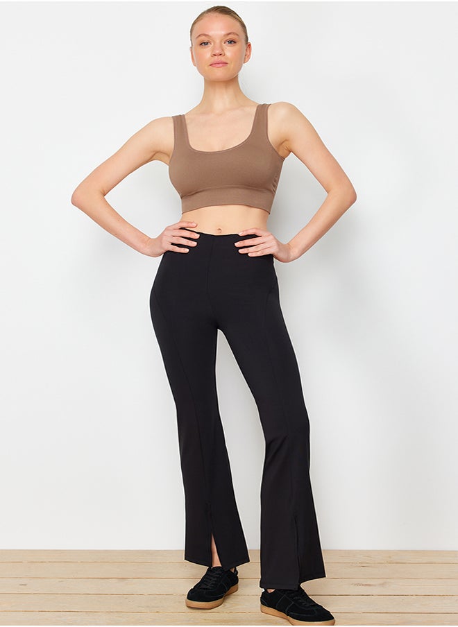 trendyol Premium Black Diver/Scuba Fabric Slit Detailed Flare Leg Knitted Sports Sweatpants THMSS24EA00003  - Image 2
