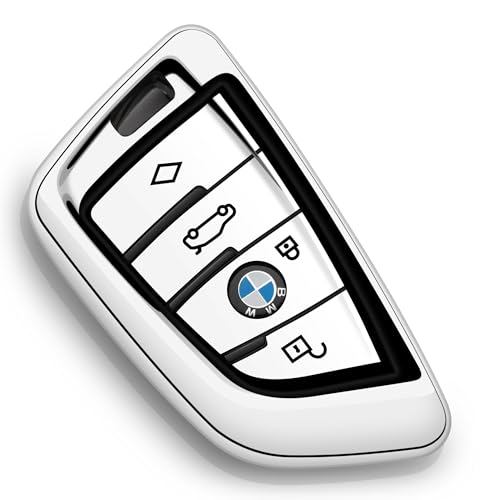 ZSPDACC Compatible with BMW Key Fob Cover Silver Protector Car Key Chain Holder Case 230i 330i 430i 440i 530e 530i 540i 740i 745e 750i 840i M2 M235i M240i M3 M340i M4 X1 X2 X3 X4 X5 X6 X7 Accessories - Image 1