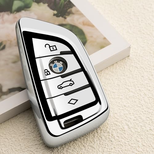 ZSPDACC Compatible with BMW Key Fob Cover Silver Protector Car Key Chain Holder Case 230i 330i 430i 440i 530e 530i 540i 740i 745e 750i 840i M2 M235i M240i M3 M340i M4 X1 X2 X3 X4 X5 X6 X7 Accessories - Image 3