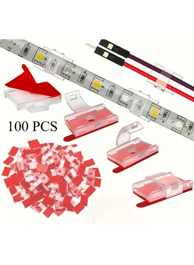 100pcs LED Strip Light Mounting Clips with Self Adhesive Tape for 8 10mm Lights Waterproof - Image 1