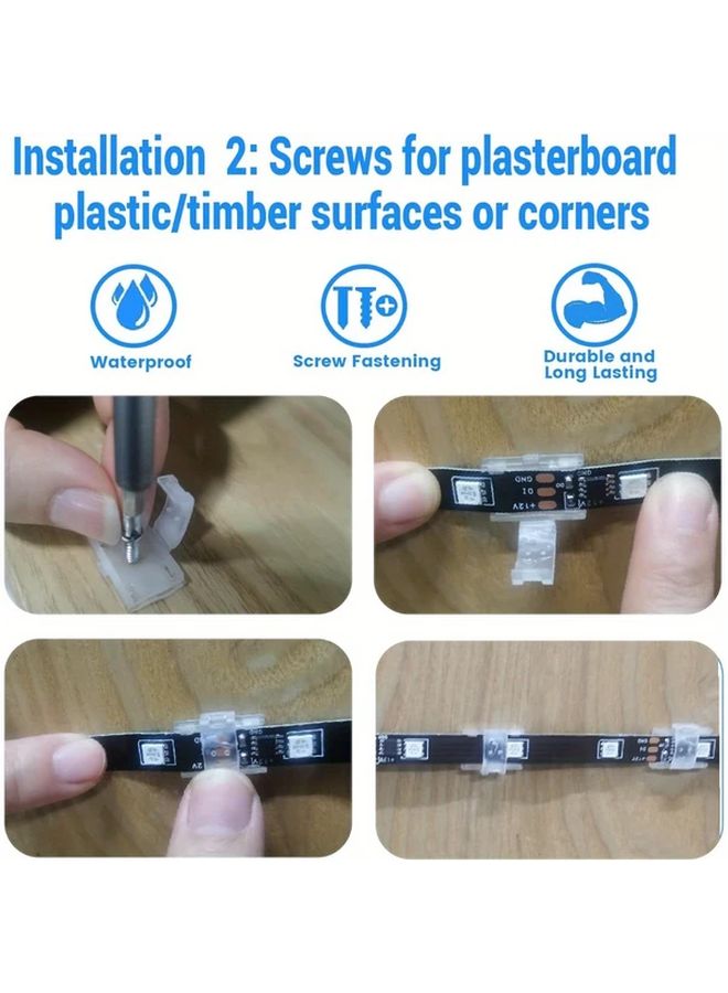 100pcs LED Strip Light Mounting Clips with Self Adhesive Tape for 8 10mm Lights Waterproof - Image 4