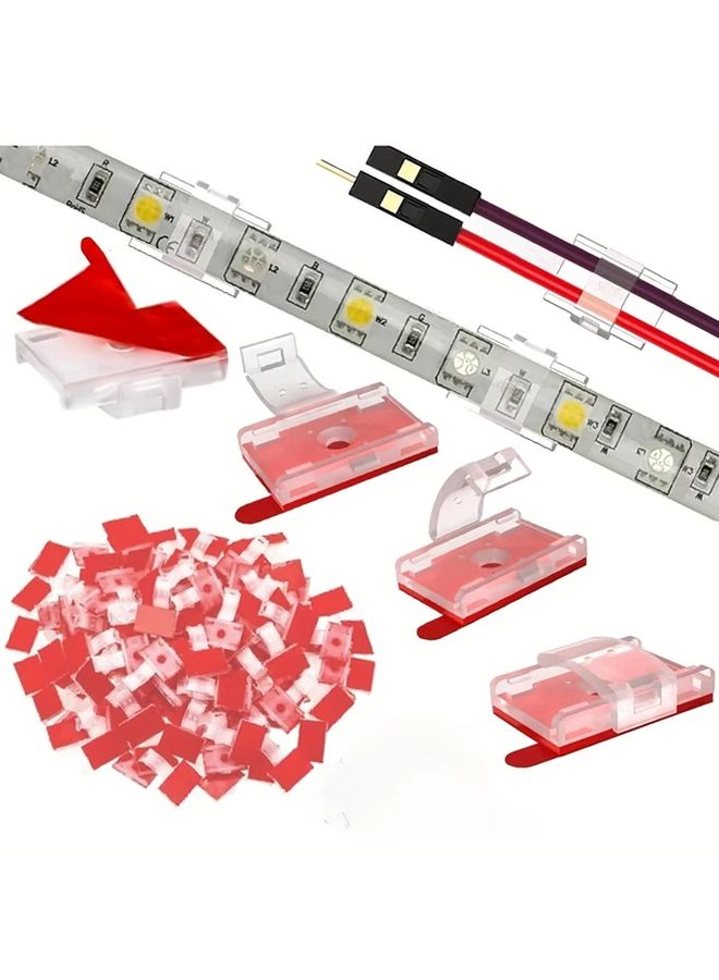 100pcs LED Strip Light Mounting Clips with Self Adhesive Tape for 8 10mm Lights Waterproof - Image 2