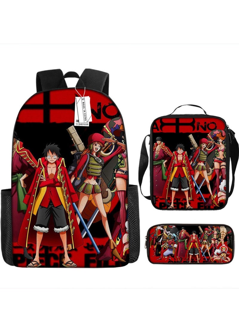 One Piece Backpack Primary And Secondary School Bags One Piece Backpack Cartoon School Bag Three-piece Set - Image 1