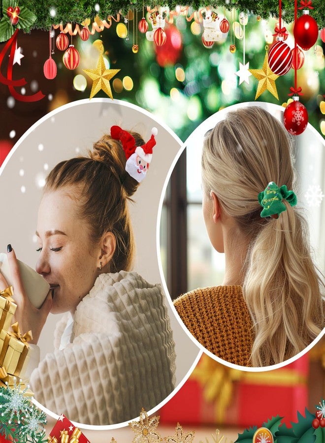 Maysing 6 Pcs Christmas Headband for Women Set 2 Pearl Rhinestone Knotted Crystal Headband 4 Xmas Hair Scrunchies, Wide Top Knot Red Green Jeweled Fashion Christmas Holiday Hair Accessory Outfits Gift - Image 5