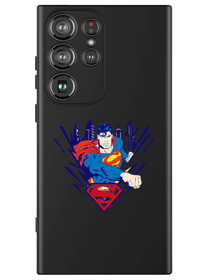 Theodor Protective Slim Fit Case Liquid Silicone Cover with Full Body Protection Anti-Scratch Shockproof Case For Samsung Galaxy S24 Ultra (Black) - Superman - Image 1