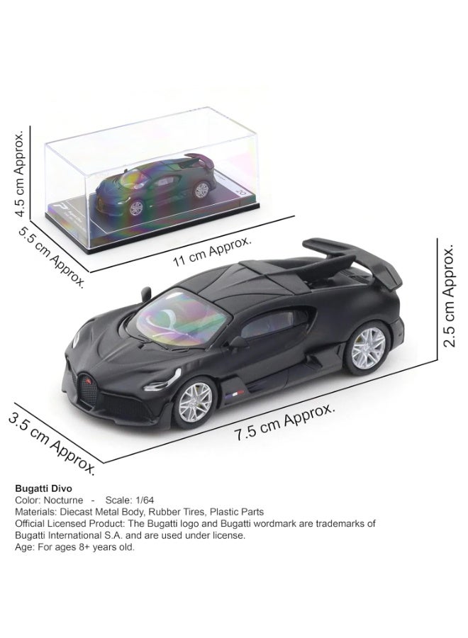 PosterCars 1:64 Scale Bugatti Divo Nocturne Black Hypercar – Hypercar League Collection No. 20 Diecast Model Car - Image 3