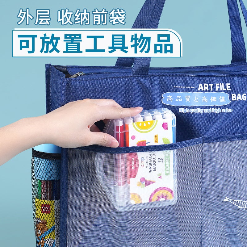 A3 Art Bag 8 Open 8K File Bag Mesh Tutoring Bag Student Painting Bag Thickeneded Hand Bag Stereo Storage - Image 4