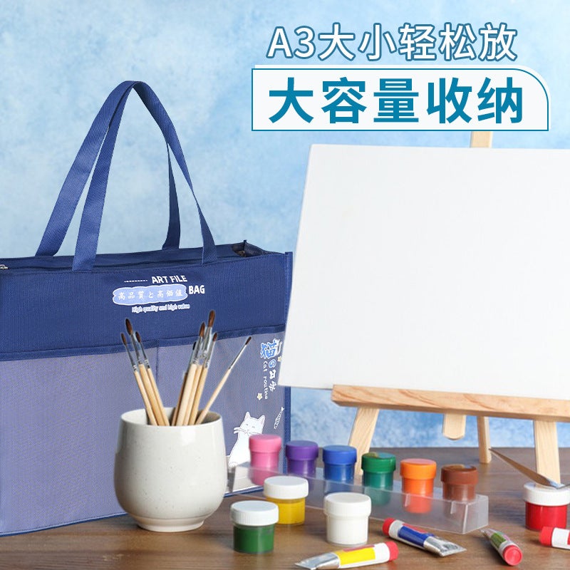 A3 Art Bag 8 Open 8K File Bag Mesh Tutoring Bag Student Painting Bag Thickeneded Hand Bag Stereo Storage - Image 3