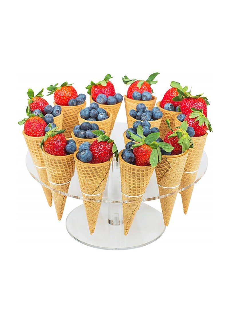 حامل آيس كريم مخروط الآيس كريم 16 فتحة حامل آيس كريم أكريليك حامل آيس كريم أكريليك حامل لفائف السوشي حامل مخروط الكب كيك للحفلات - Image 2