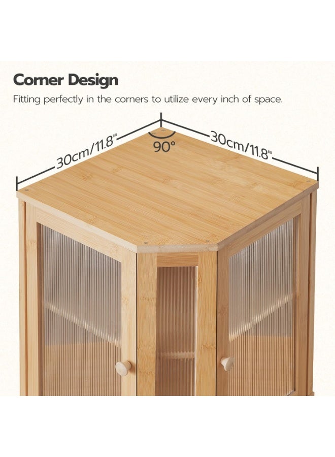 Arabest Bamboo Bread Box, Kitchen Countertop Corner Bread Box, Large Capacity 2-Tier Bread Container, Bread Storage Container with Dual Rippled Acrylic Doors, for Kitchen Food Storage, Natural YL12MB01 - Image 5
